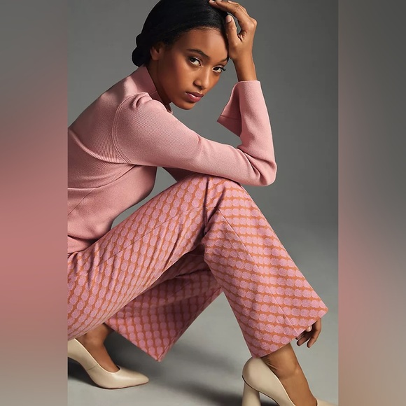 Anthropologie Maeve Margot Kick Flare Crop Pant Pink S - Picture 3 of 11